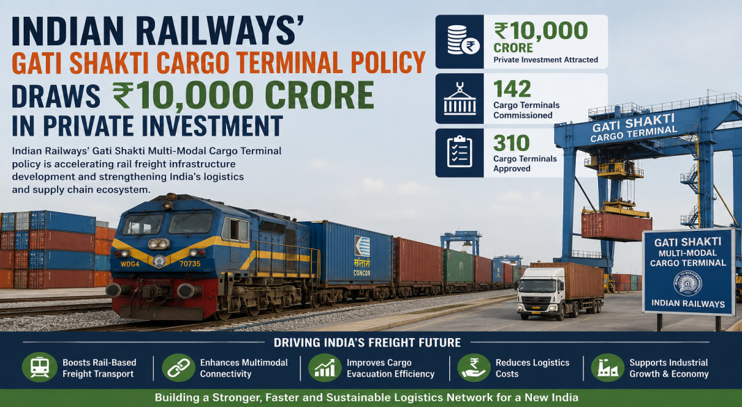 Indian Railways’ Gati Shakti Cargo Terminal Policy Draws ₹10,000 Crore in Private Investment