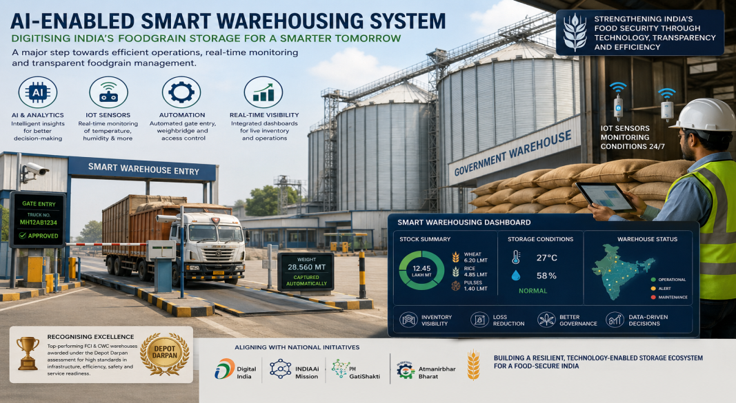 Govt Unveils AI-Powered Smart Warehousing System to Modernise Foodgrain Storage