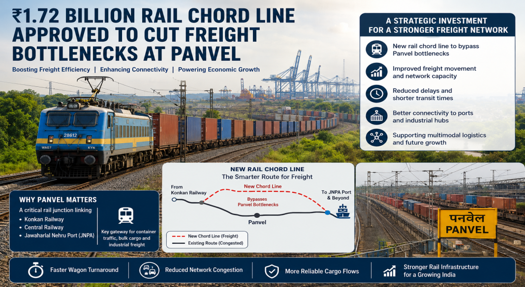 ₹1.72 Billion Rail Chord Line Approved to Cut Freight Bottlenecks at Panvel