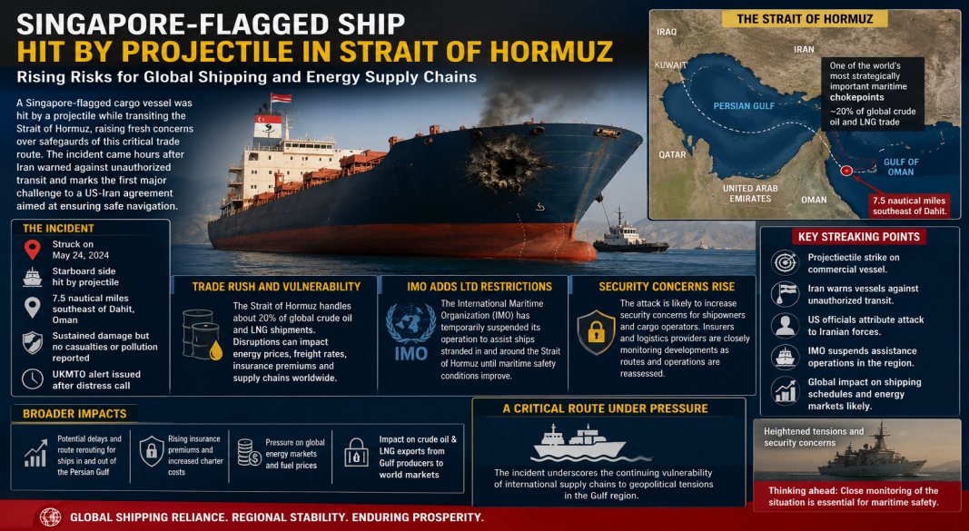 Cargo Ship Hit in Strait of Hormuz Raises Fresh Risks for Global Shipping