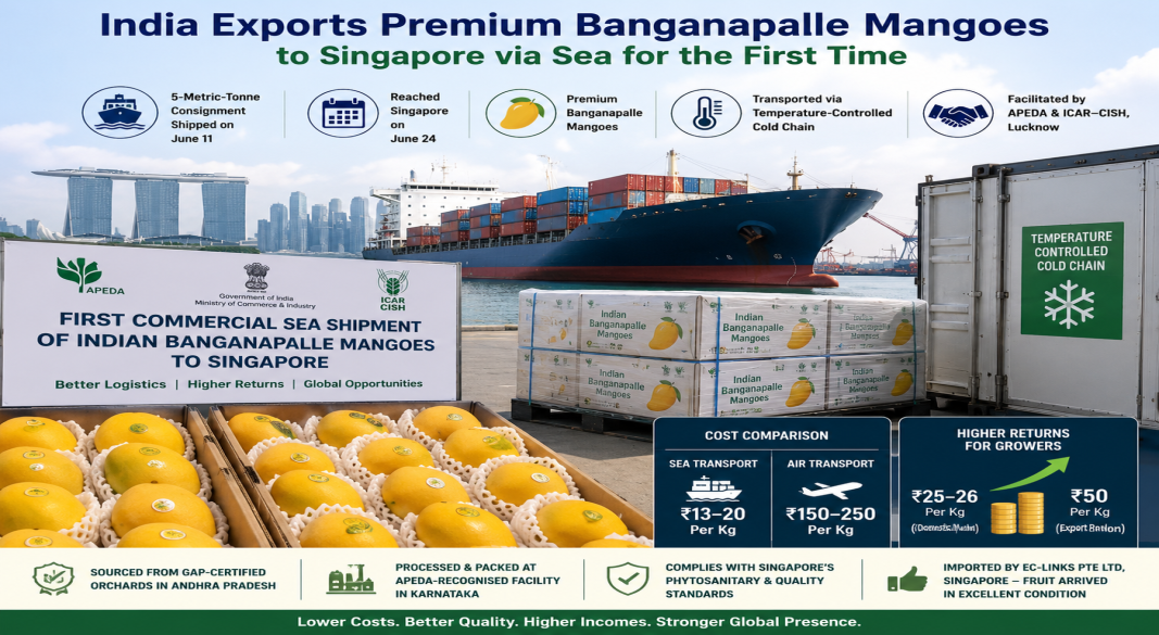 India’s First Sea Shipment of Banganapalle Mangoes to Singapore Cuts Export Costs, Boosts Farmer Returns