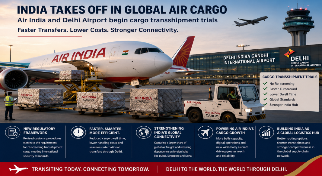 Air India, Delhi Airport Begin Cargo Transshipment Trials to Position India as Global Air Freight Hub