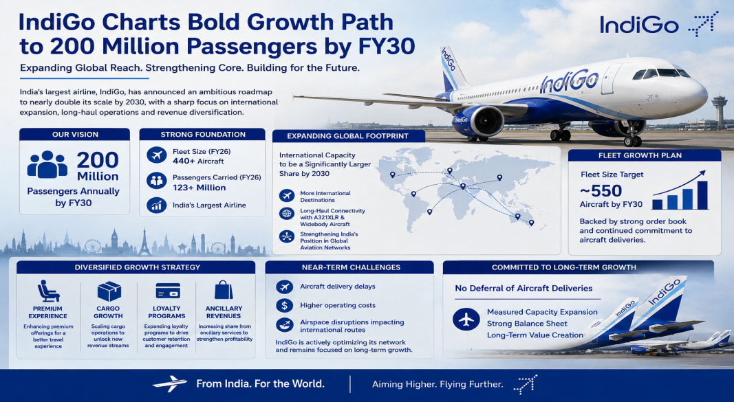 Indigo Targets 200 Million Passengers by FY30 as International Expansion Takes Centre Stage