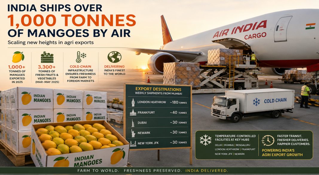 Air India Ships Over 1,000 Tonnes of Mangoes by as Export Logistics Scale Up