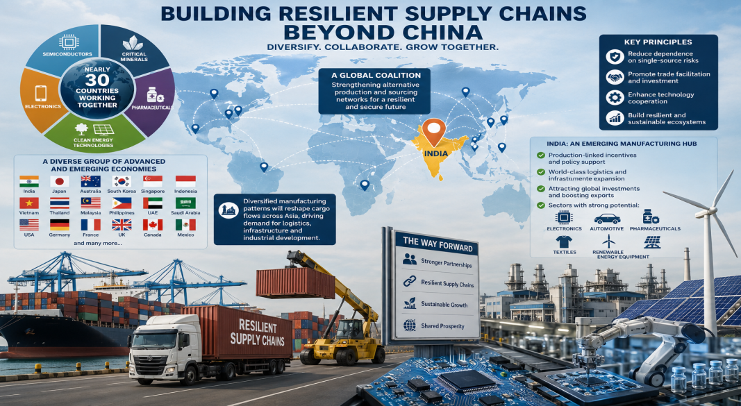 India Joins Coalition of 30 Nations Seeking Alternative Global Supply Chains to Reduce China Dependence