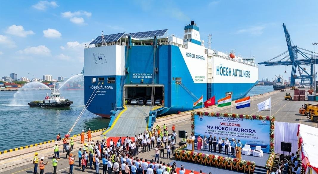 Kamarajar Port Receives MV Höegh Aurora, World’s Largest Green Car Carrier