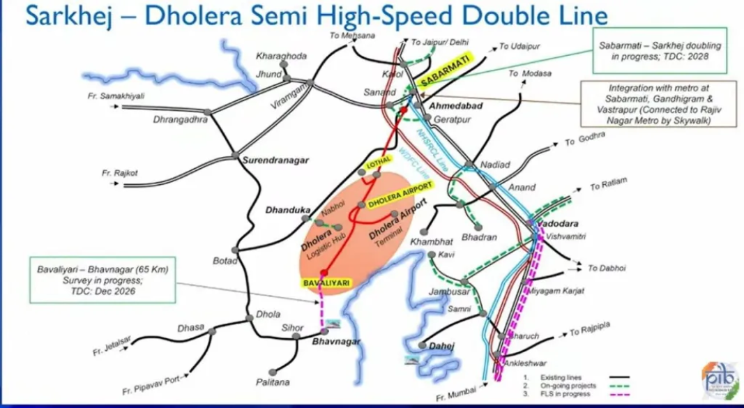 Cabinet Nods Ahmedabad (Sarkhej) – Dholera Semi High-speed Double Line Project
