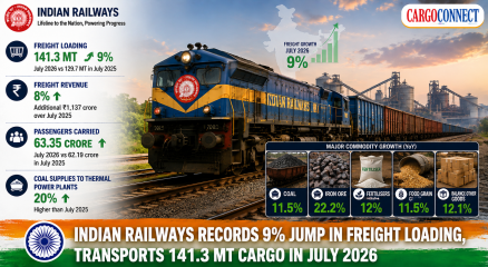 Indian Railways Freight Loading Climbs 9% in July as Coal and Iron Ore Drive Growth